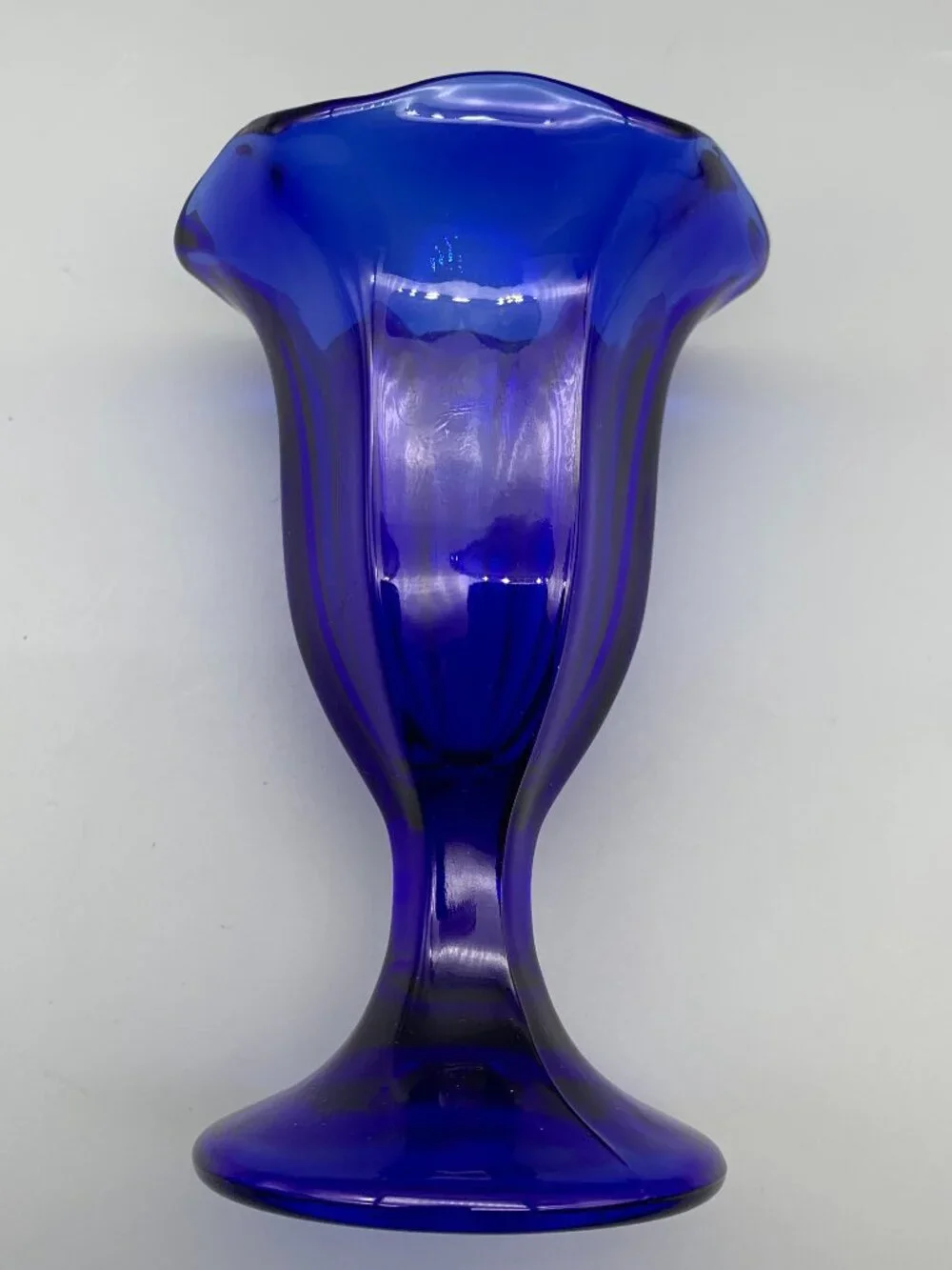 Set of 2 Anchor Hocking Cobalt Blue Tulip Shaped Glass Sundae Cups